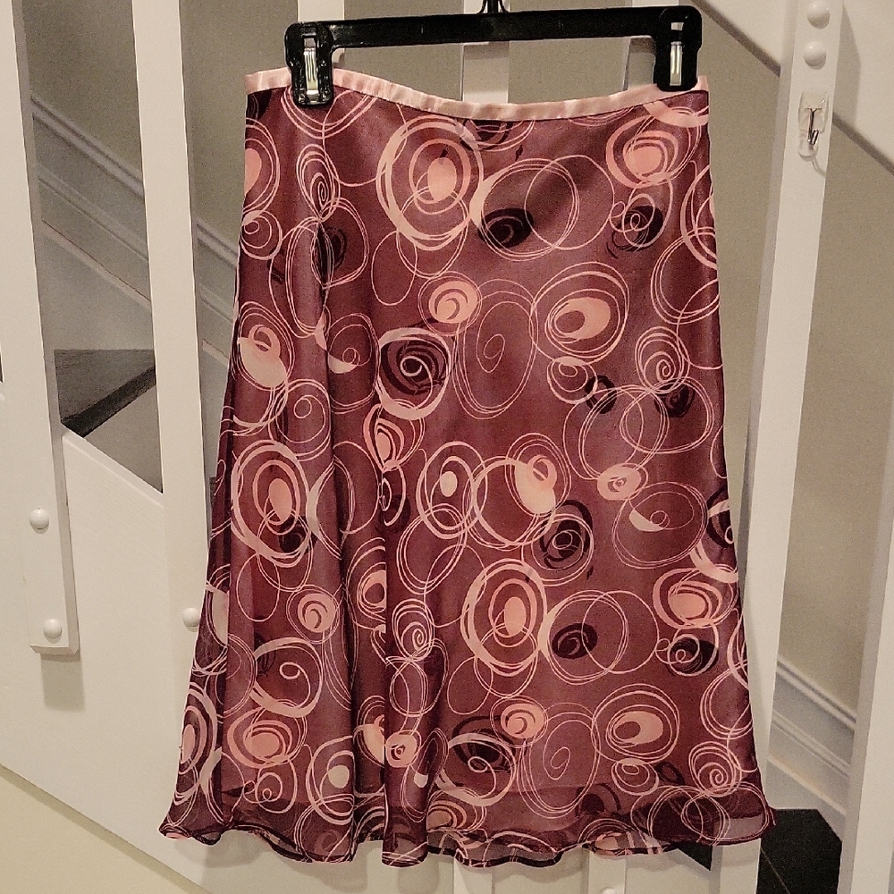 Apt. 9 Mauve and Blush Swirl A-Line Skirt